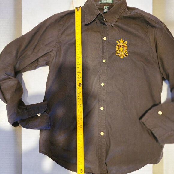 Ralph Lauren Navy Button Down Shirt Small Embroidered Crest Preppy - Picture 8 of 11